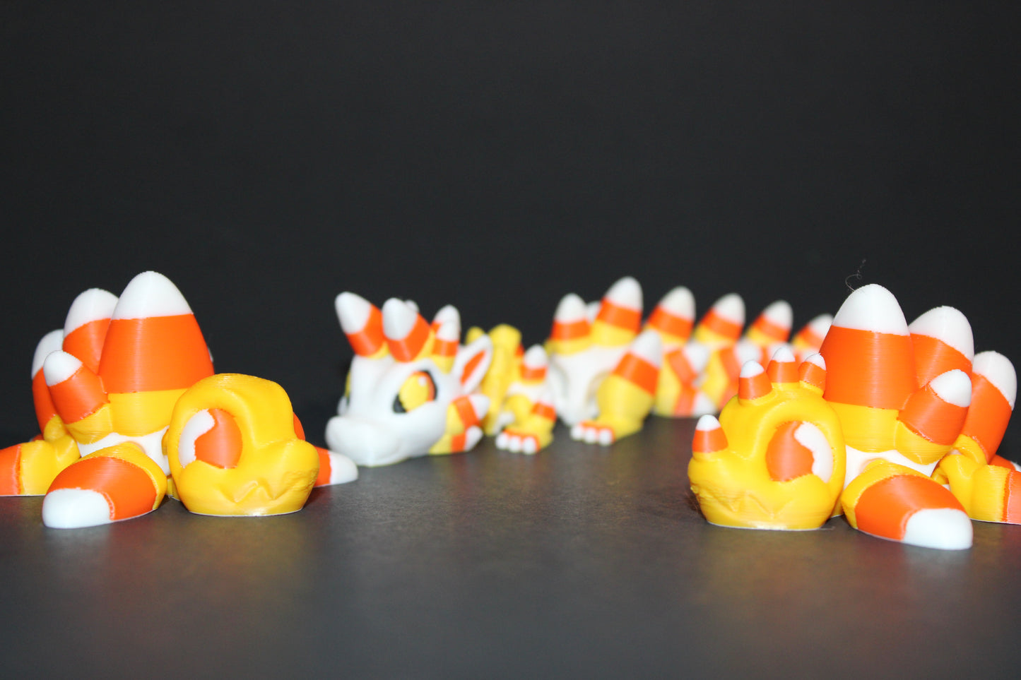Mini Candy Corn Dragon 6 inches Long or Turtle 3 inch-3D Printed Articulated Flexi Figurine - Wonderland 3D Printing