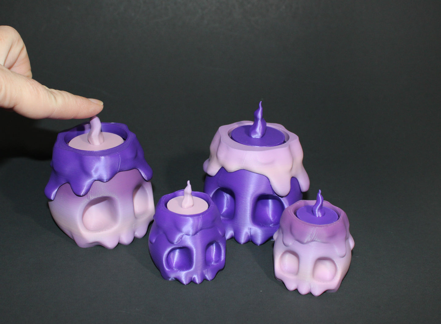 3D Printed Clicker Skull Candle - Wonderland 3D Printing