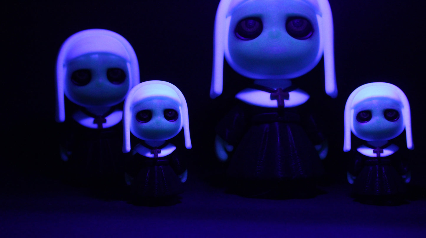 Nun 3d printed Articulated Figurines-Face Glows in the Dark - Wonderland 3D Printing