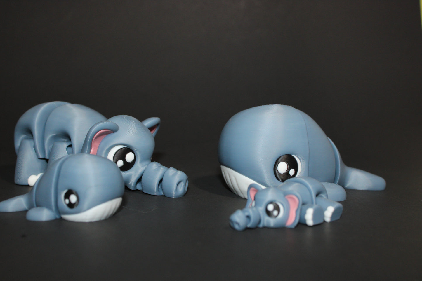 3D Printed Articulated Whale or Elephant Flexi Fidget Toy