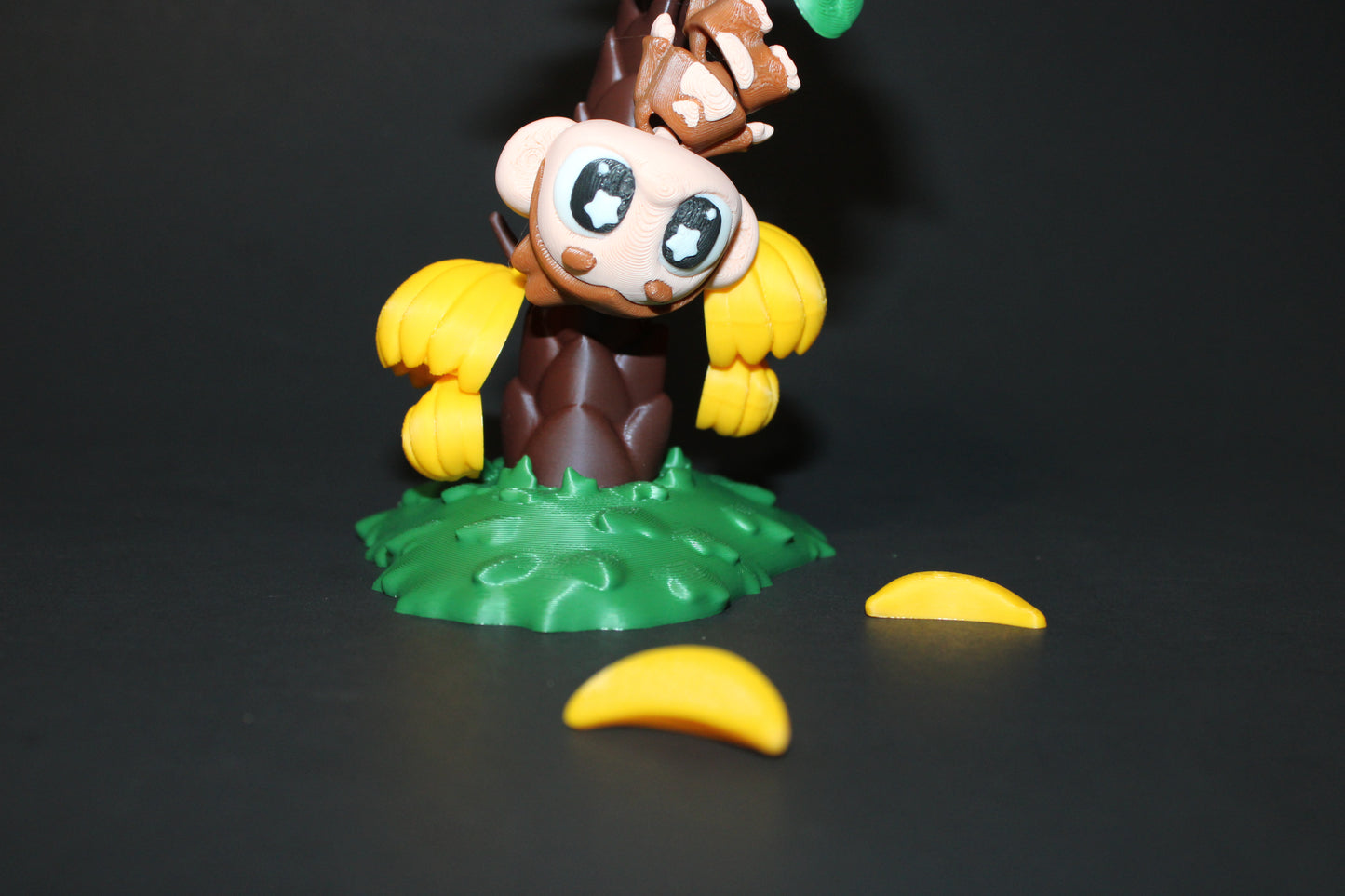 3D Printed Monkey with Banana Tree Toy Set: Includes Tree that Leaves Spin, 1 Monkey, 2 Bananas, and 2 Hanging Banana Bunches - Wonderland 3D Printing
