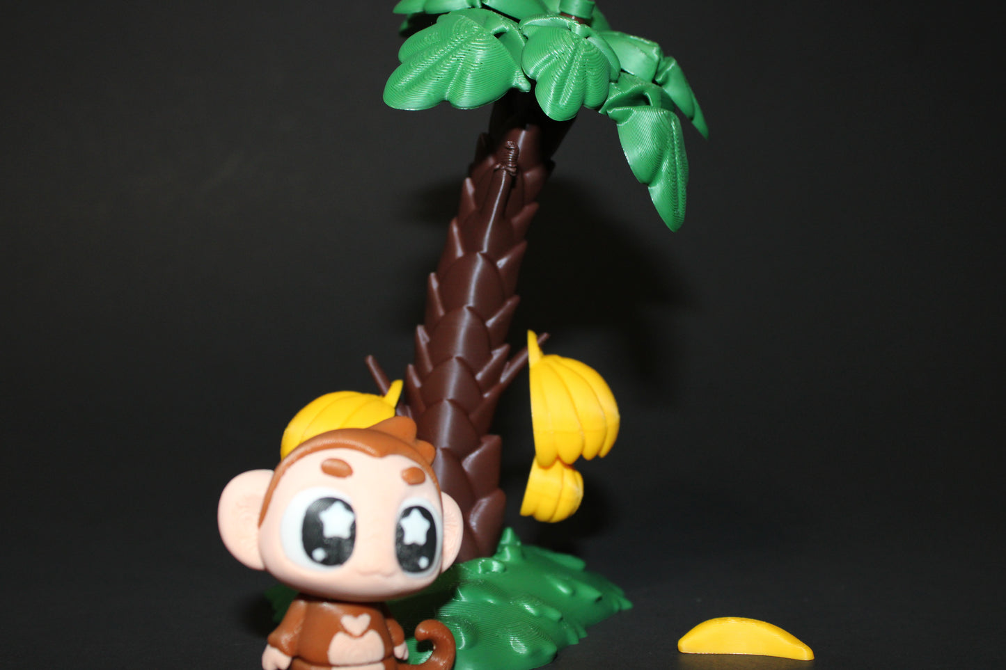 3D Printed Monkey with Banana Tree Toy Set: Includes Tree that Leaves Spin, 1 Monkey, 2 Bananas, and 2 Hanging Banana Bunches - Wonderland 3D Printing
