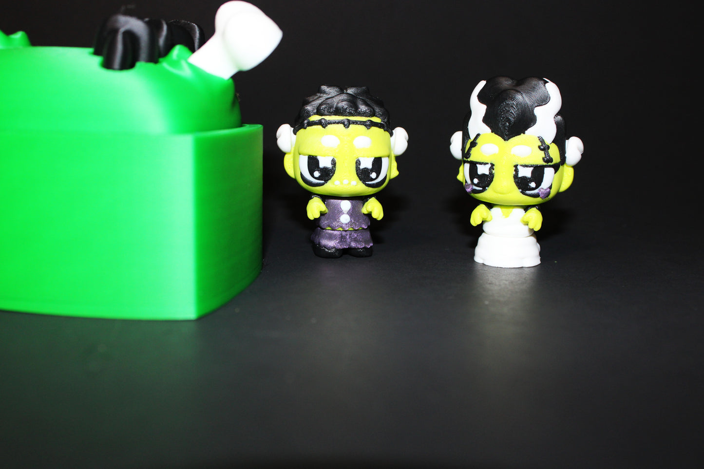3D Printed Flexi Frankenstein and Bride with Heart Container - Wonderland 3D Printing
