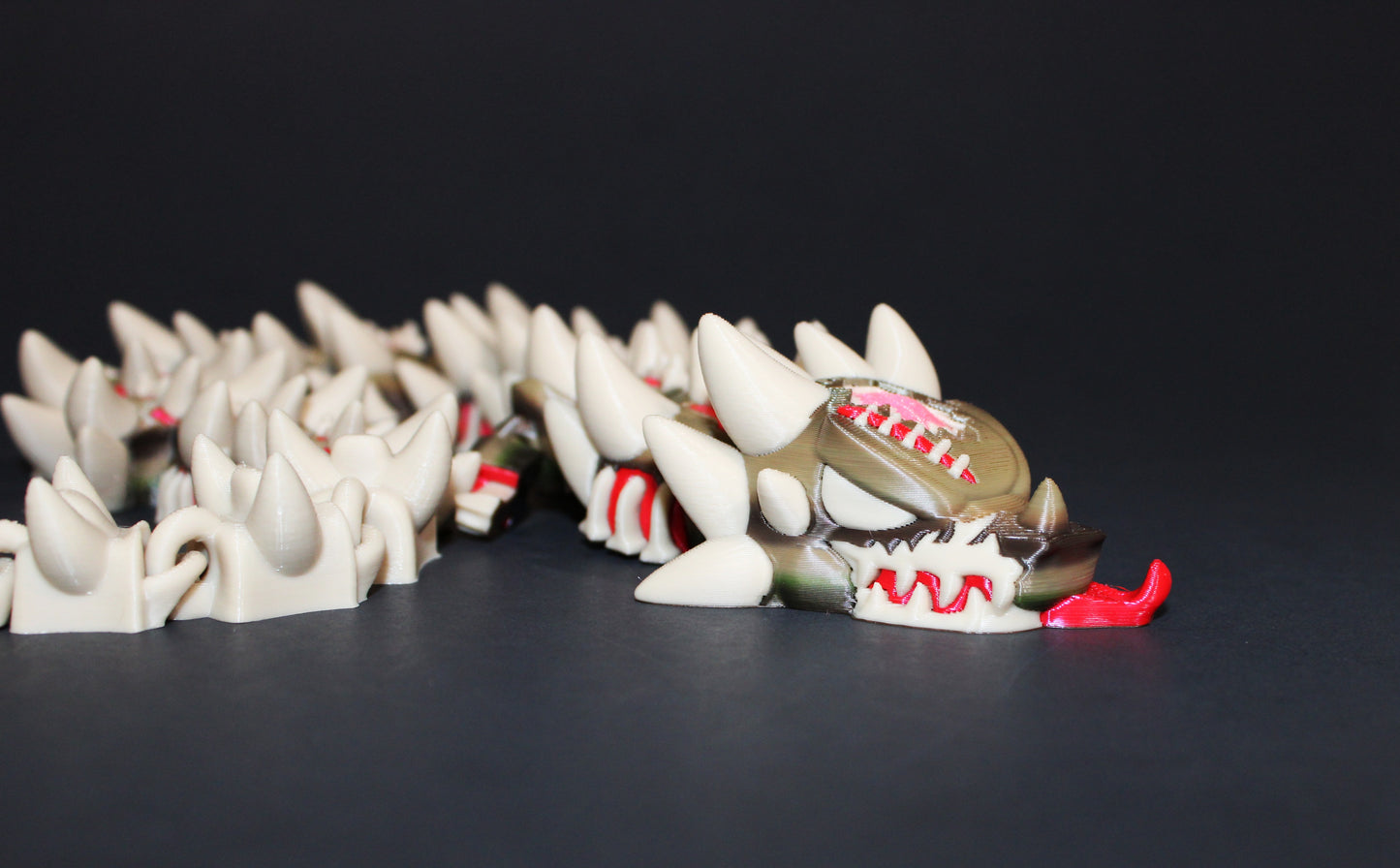 Zombie Dragon: 3D Printed Articulated Fidget Toy-18" Long- Brains Glow in Black Light - Wonderland 3D Printing