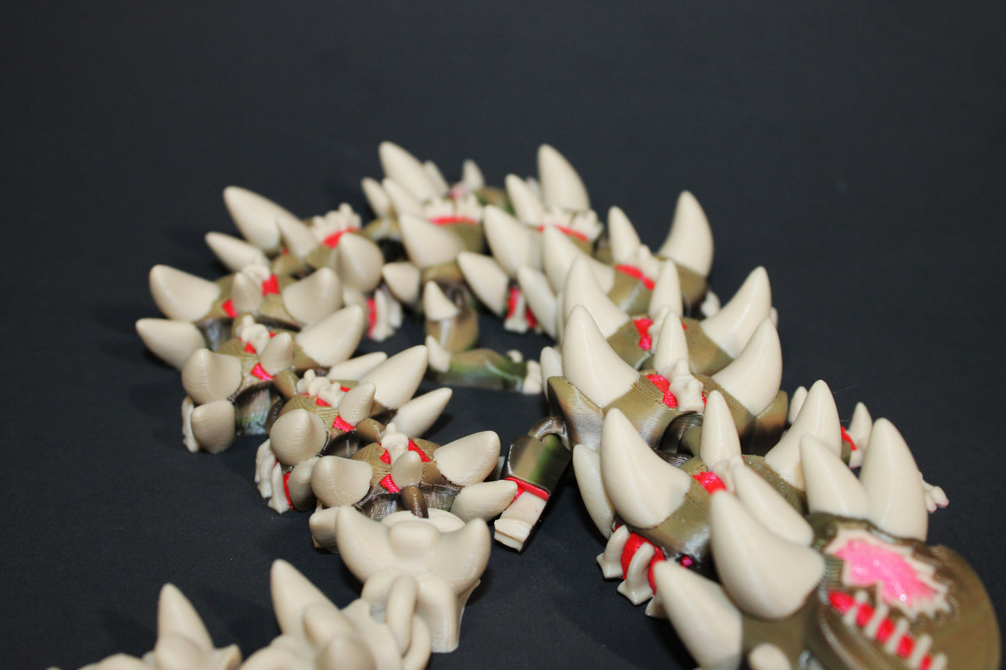 Zombie Dragon: 3D Printed Articulated Fidget Toy-18" Long- Brains Glow in Black Light - Wonderland 3D Printing