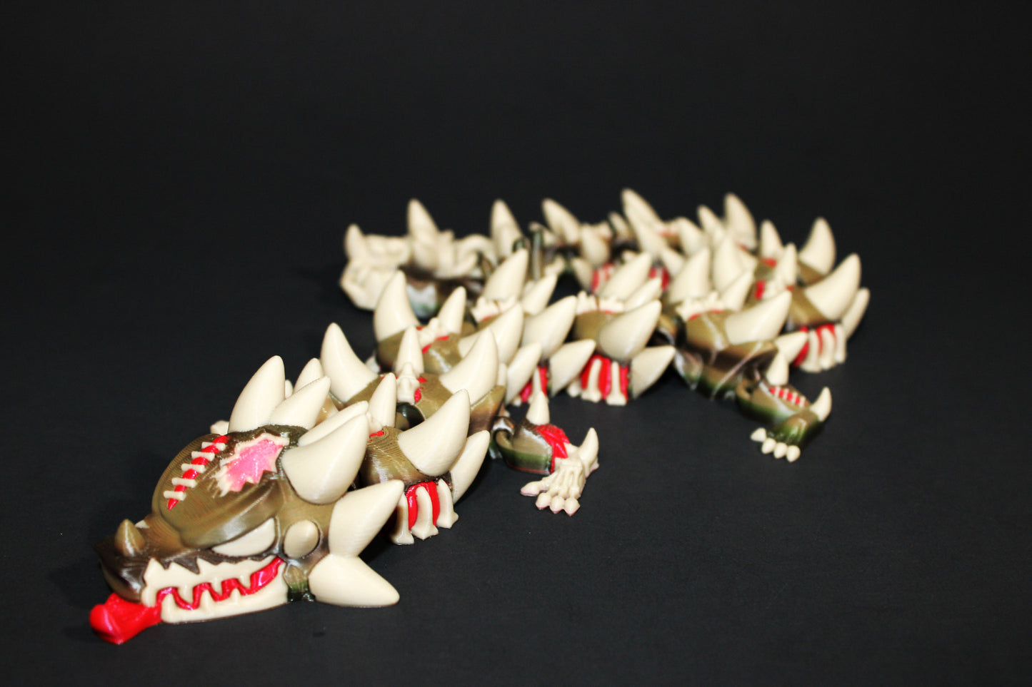 Zombie Dragon: 3D Printed Articulated Fidget Toy-18" Long- Brains Glow in Black Light - Wonderland 3D Printing