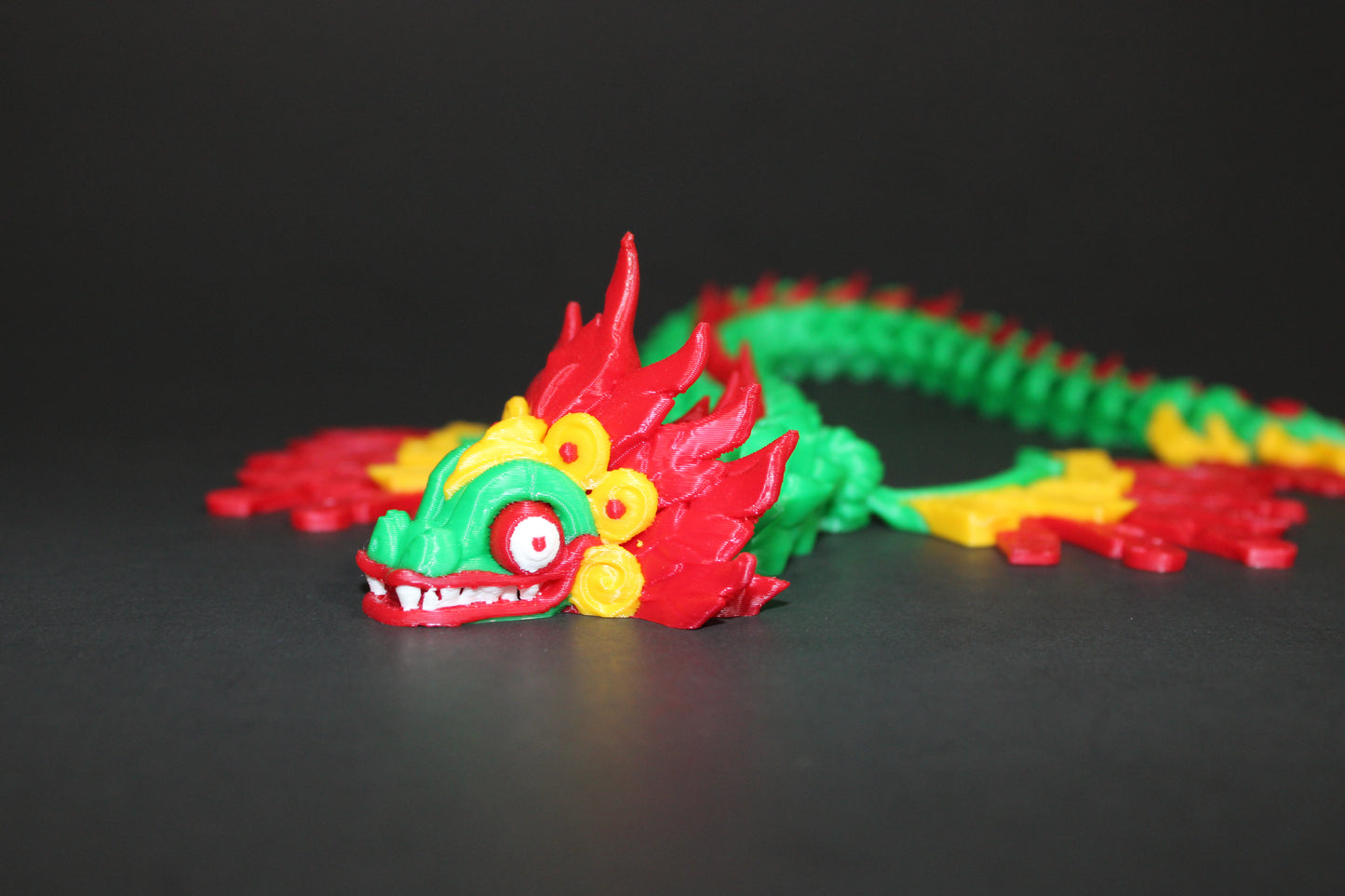 3D Printed Aztec Quetzalcoatl Dragon: Articulated Fidget Toy 14.5" Long - Wonderland 3D Printing
