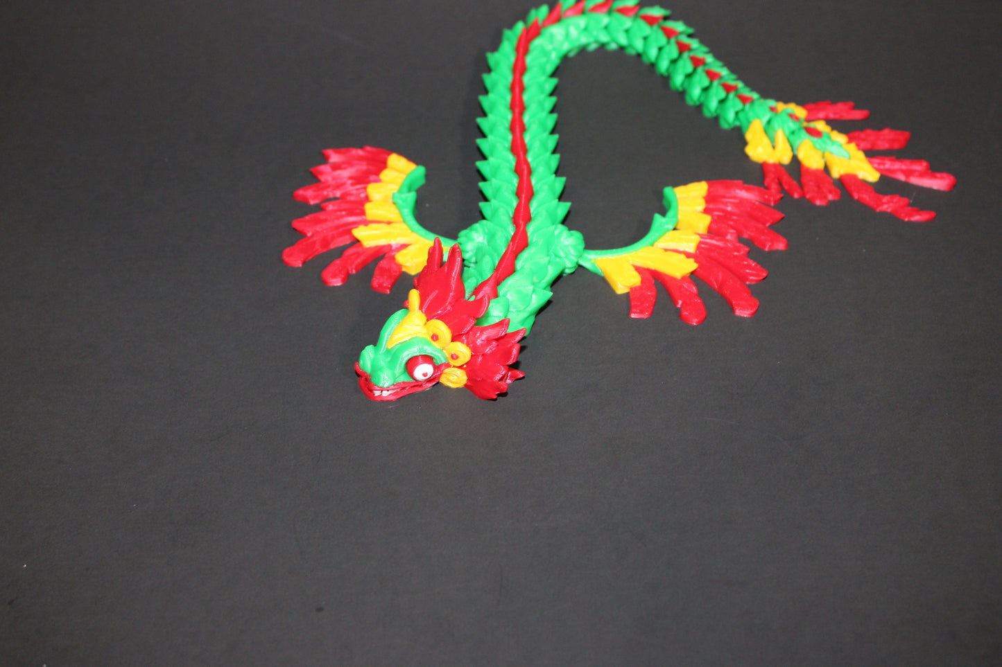 3D Printed Aztec Quetzalcoatl Dragon: Articulated Fidget Toy 14.5" Long - Wonderland 3D Printing