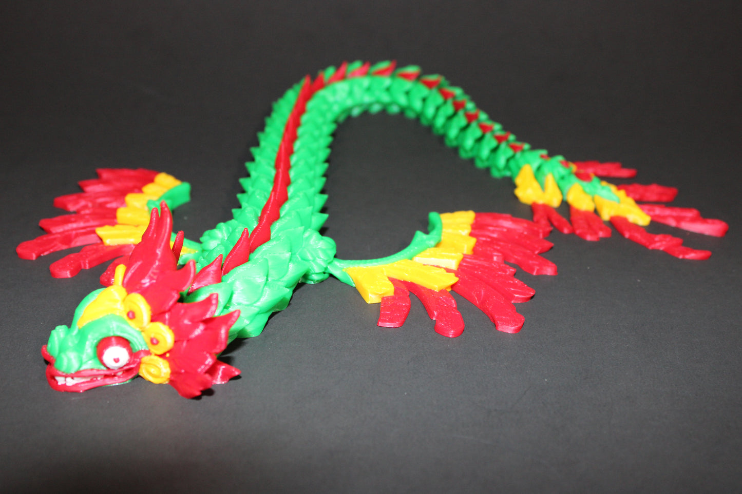 3D Printed Aztec Quetzalcoatl Dragon: Articulated Fidget Toy 14.5" Long - Wonderland 3D Printing
