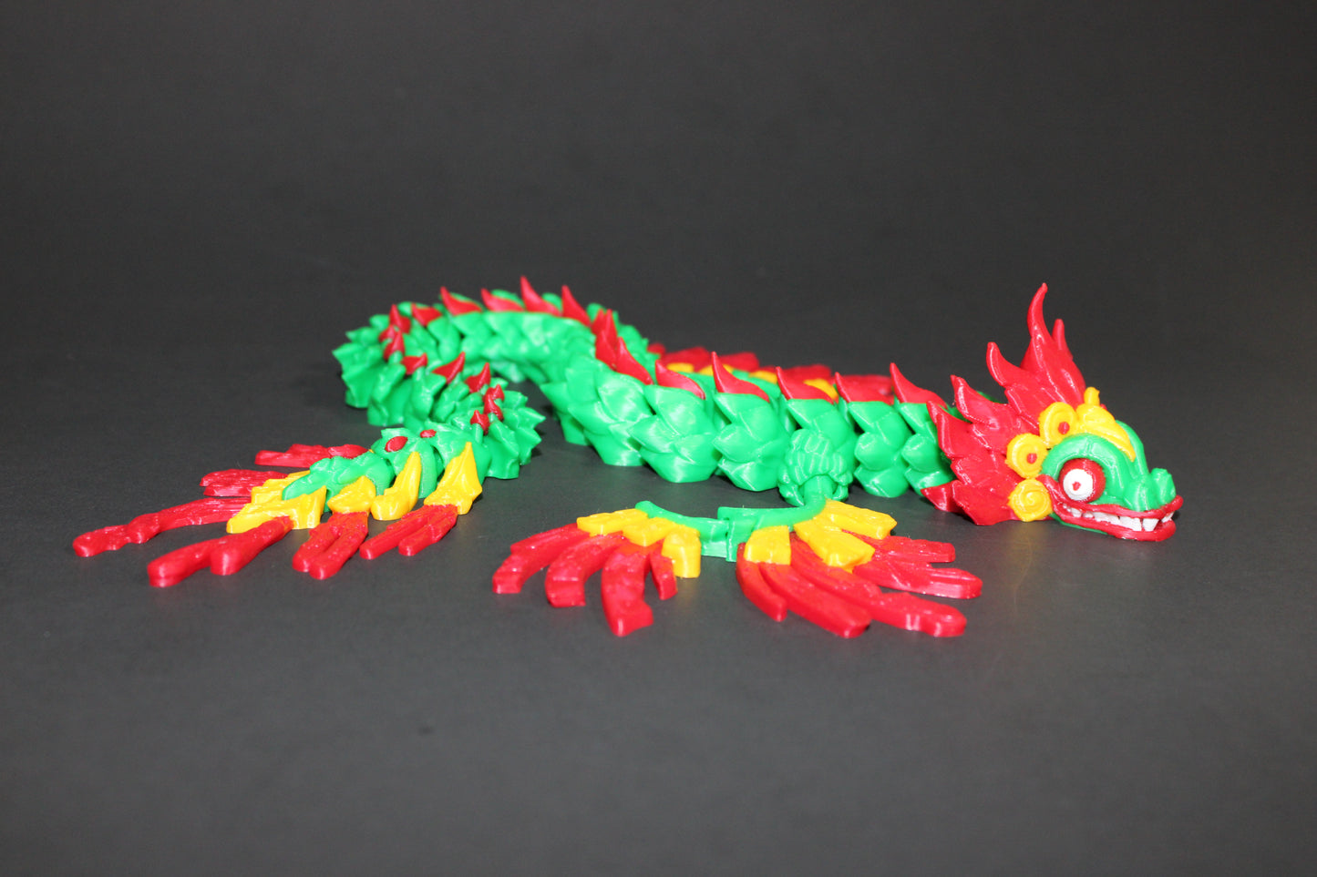 3D Printed Aztec Quetzalcoatl Dragon: Articulated Fidget Toy 14.5" Long - Wonderland 3D Printing