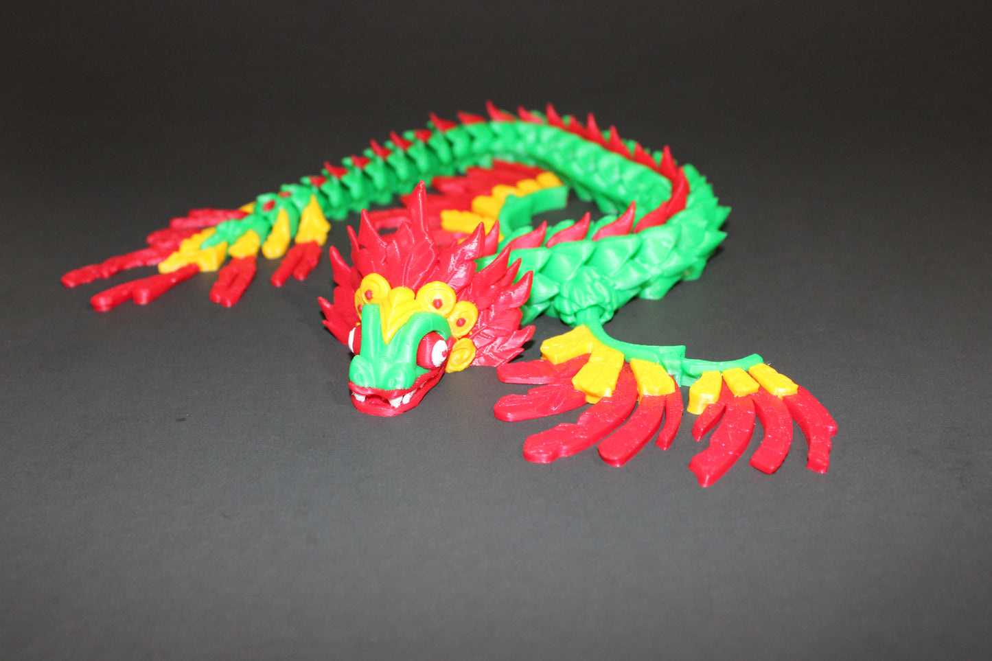 3D Printed Aztec Quetzalcoatl Dragon: Articulated Fidget Toy 14.5" Long - Wonderland 3D Printing