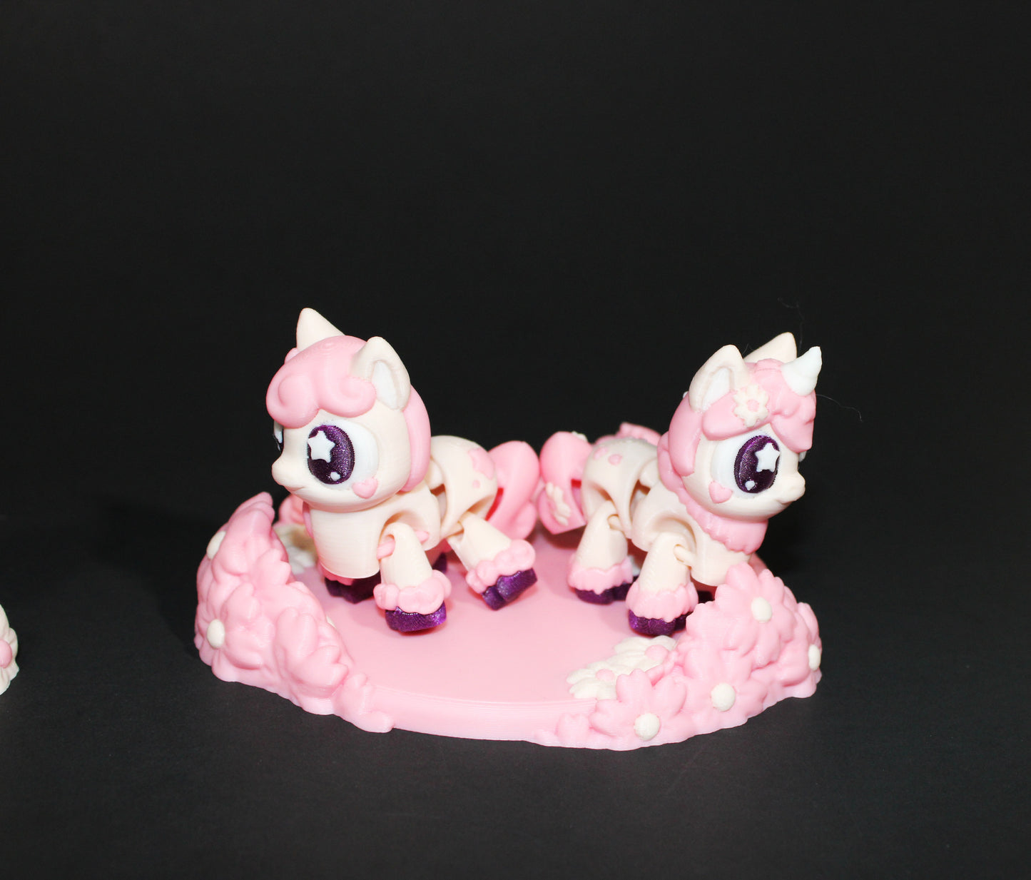 3D Printed Articulated Sakura Unicorn and Sakura Horse or Unicorn and Horse
