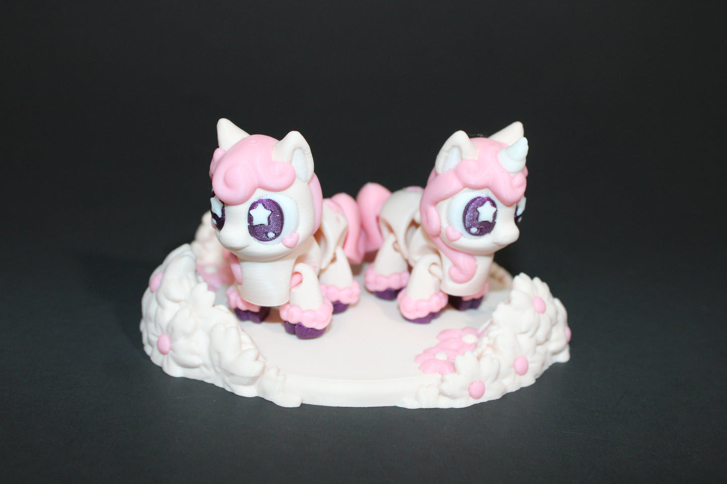 3D Printed Articulated Sakura Unicorn and Sakura Horse or Unicorn and Horse