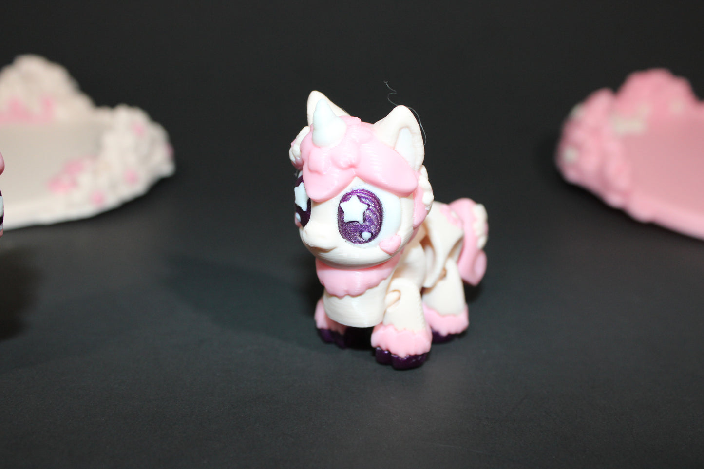 3D Printed Articulated Sakura Unicorn and Sakura Horse or Unicorn and Horse