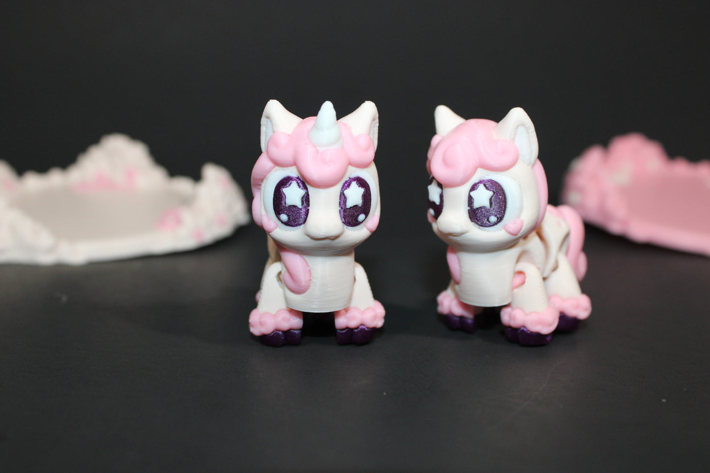 3D Printed Articulated Sakura Unicorn and Sakura Horse or Unicorn and Horse