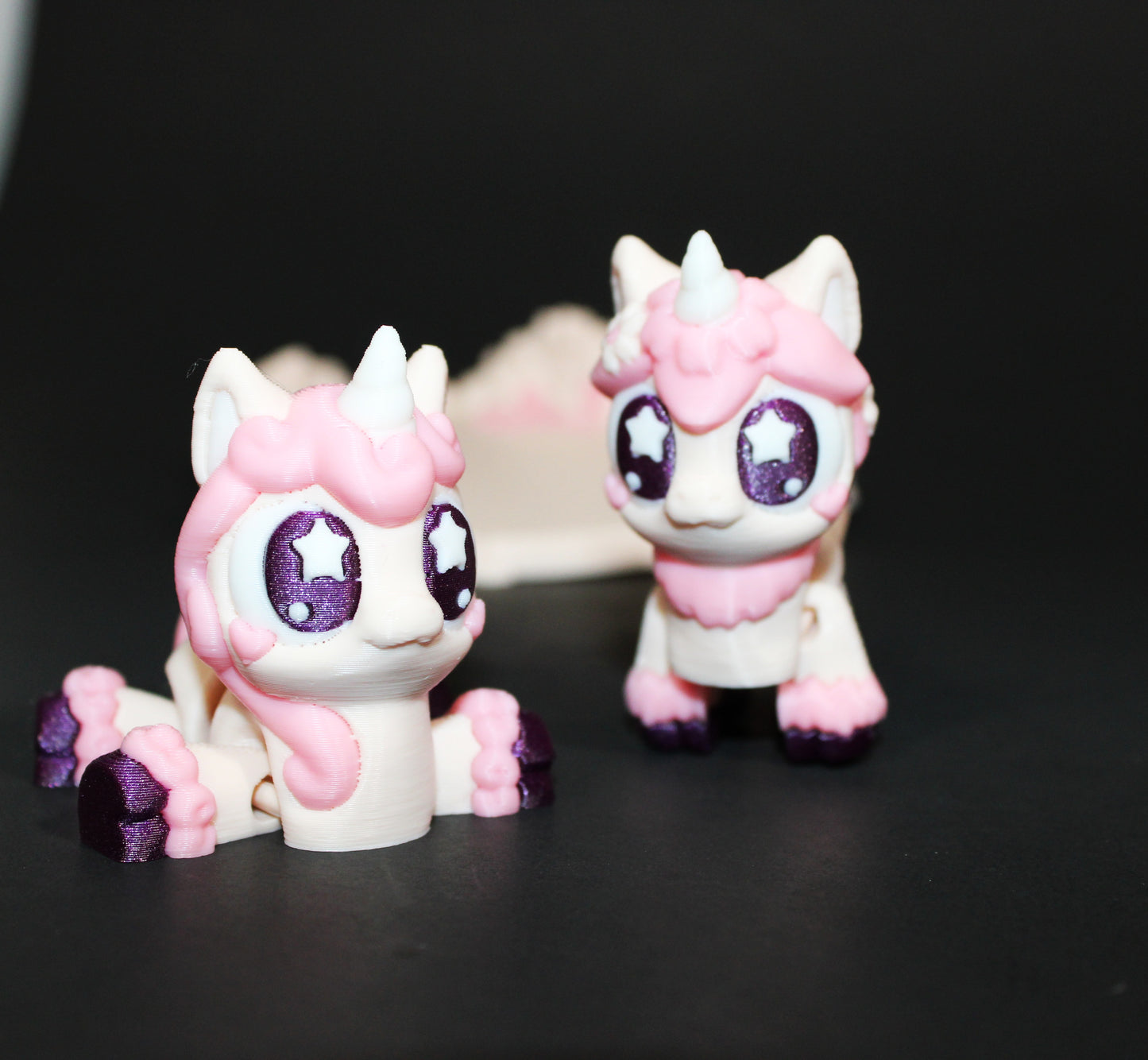 3D Printed Articulated Sakura Unicorn and Sakura Horse or Unicorn and Horse