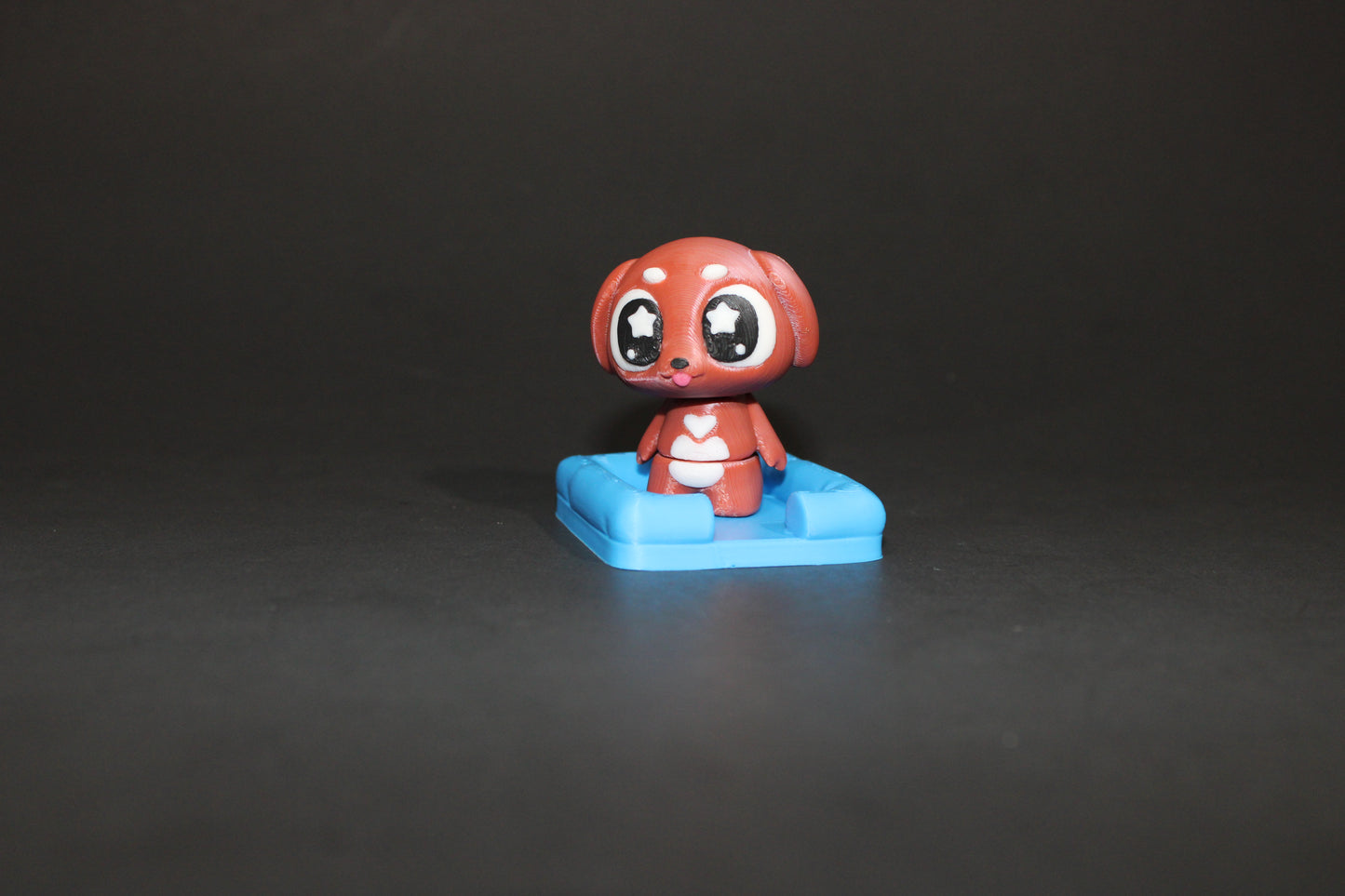 3D-printed Flexi Cute Puppy with Dog Bed 1.75" Tall - Wonderland 3D Printing