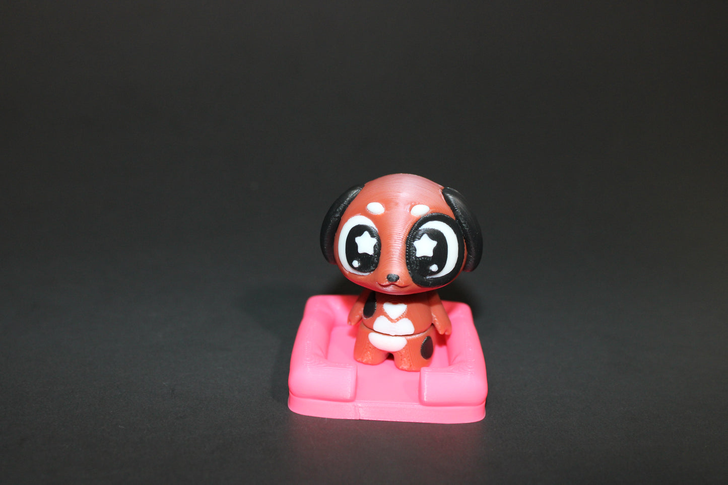 3D-printed Flexi Cute Puppy with Dog Bed 1.75" Tall - Wonderland 3D Printing