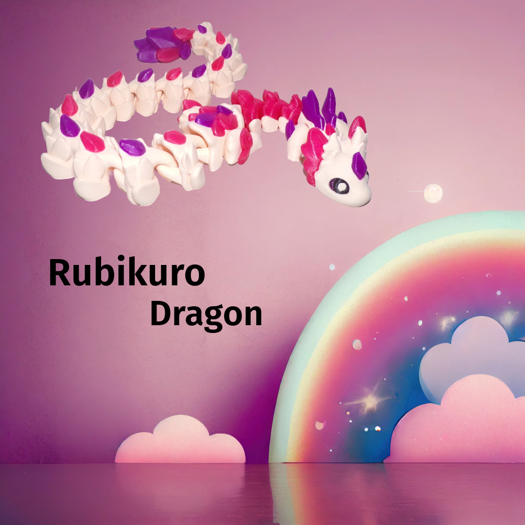 Rubikuro Dragon Articulated 3d Printed Figurine - Wonderland 3D Printing