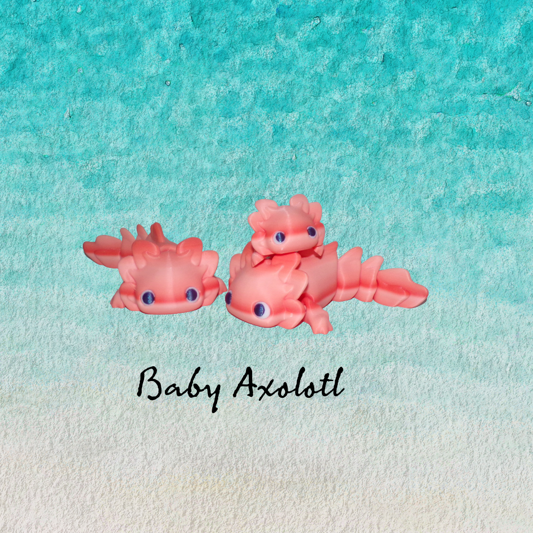 Baby Axolotl Articulated 3d Printed Figurine