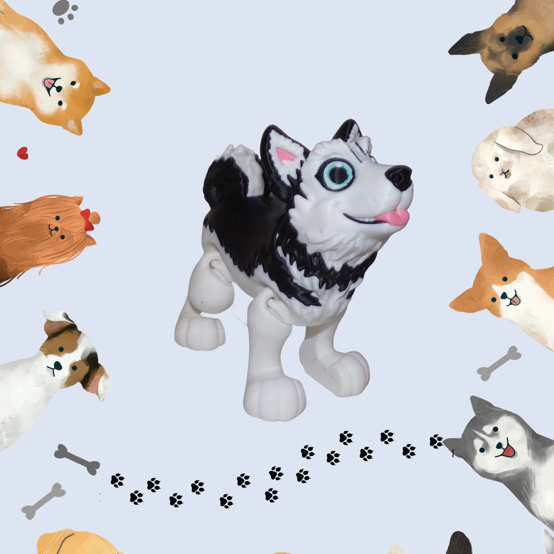 Husky 3D Printed Articulated Figurine - Wonderland 3D Printing