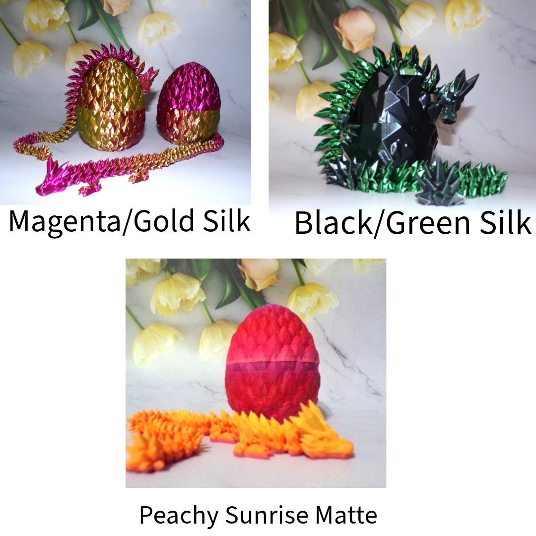3D Printed Crystal Dragon, Dragon Egg, Articulated Dragon Figurine, Toddler Room Decor, Dragon Toy Handmade Flexi Toys, Bookshelf Decor - Wonderland 3D Printing