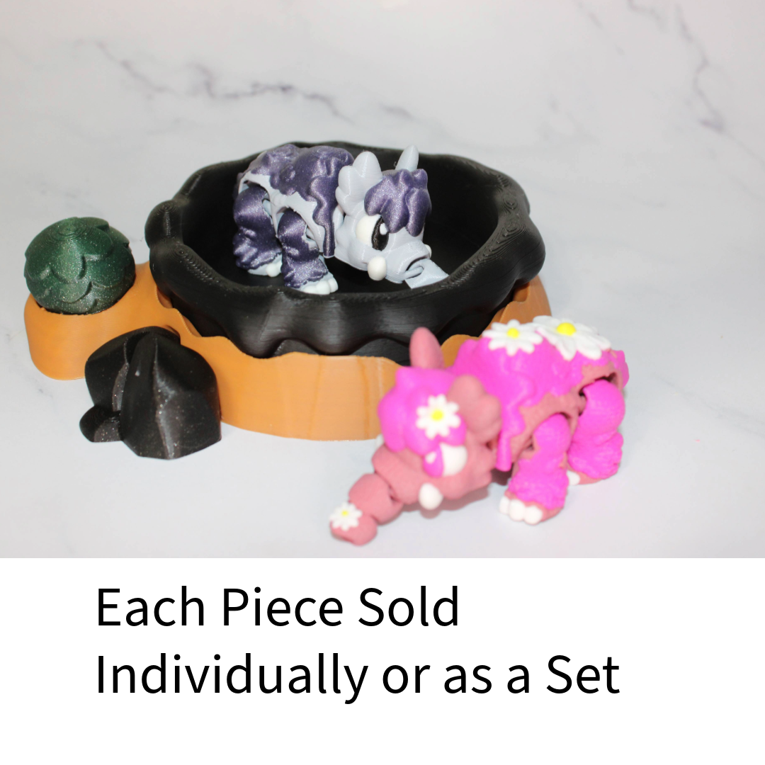 Magnolia the Mammoth or Daisy the Mammoth with Tar Pit Options 3D Printed Articulated Flexi Figurine - Wonderland 3D Printing