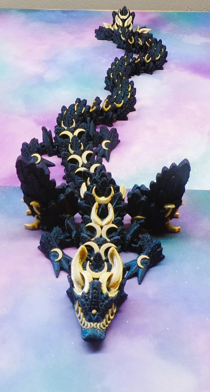 Lunar Dragon: 3D Printed Articulated Fidget Toy - Wonderland 3D Printing