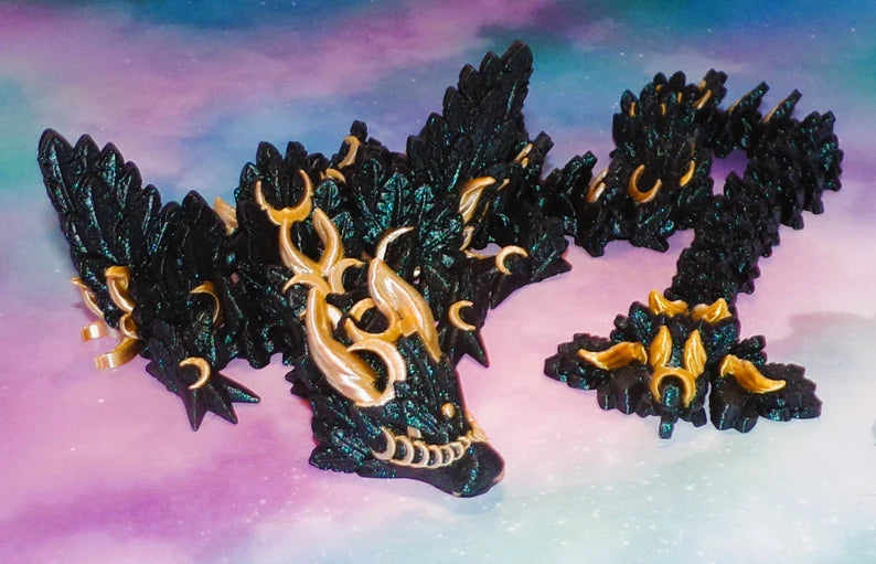 Lunar Dragon: 3D Printed Articulated Fidget Toy - Wonderland 3D Printing