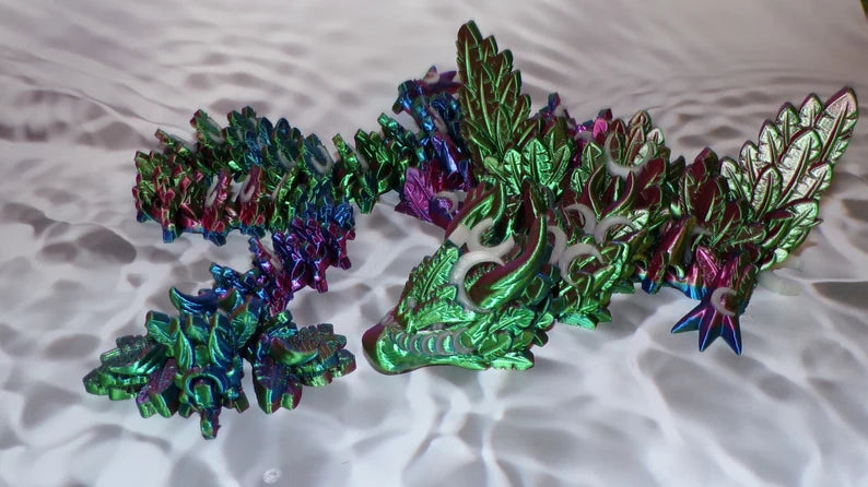 Lunar Dragon: 3D Printed Articulated Fidget Toy - Wonderland 3D Printing
