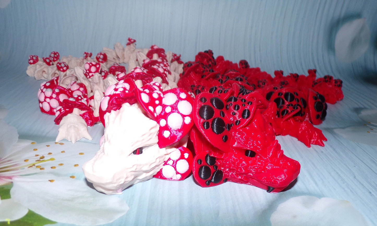 Mushroom Dragon: 3D Printed Fully Articulated Mushroom Dragon - Wonderland 3D Printing