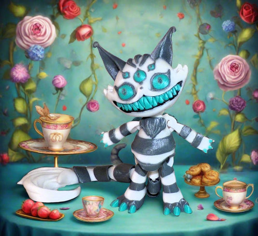 Creepy Cat 3d printed Articulated Figurine - Wonderland 3D Printing 