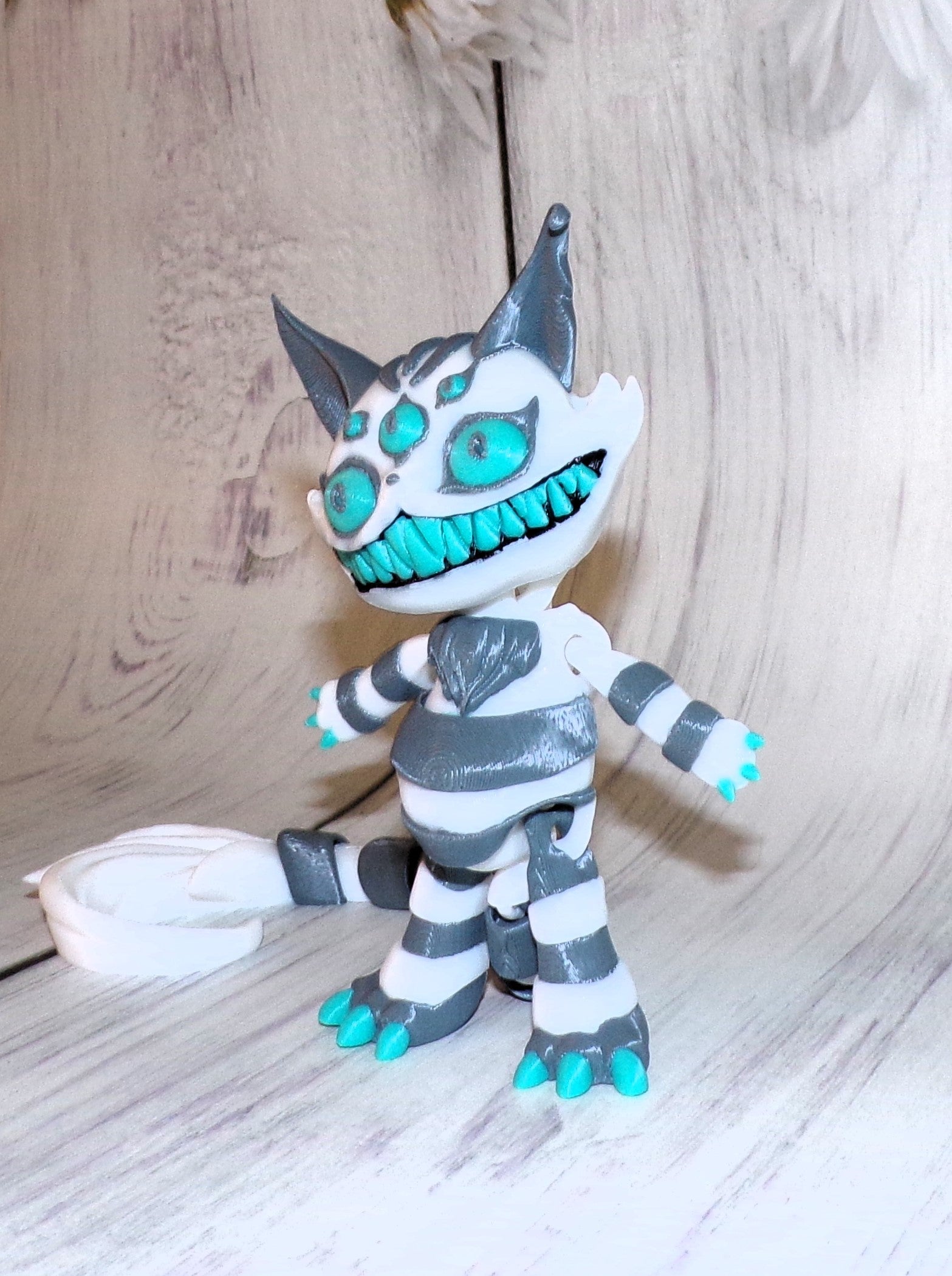 Creepy Cat 3d printed Articulated Figurine - Wonderland 3D Printing 