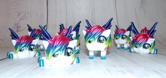 Rainbow Pony Puff Articulated 3d Printed Figurine - Wonderland 3D Printing 