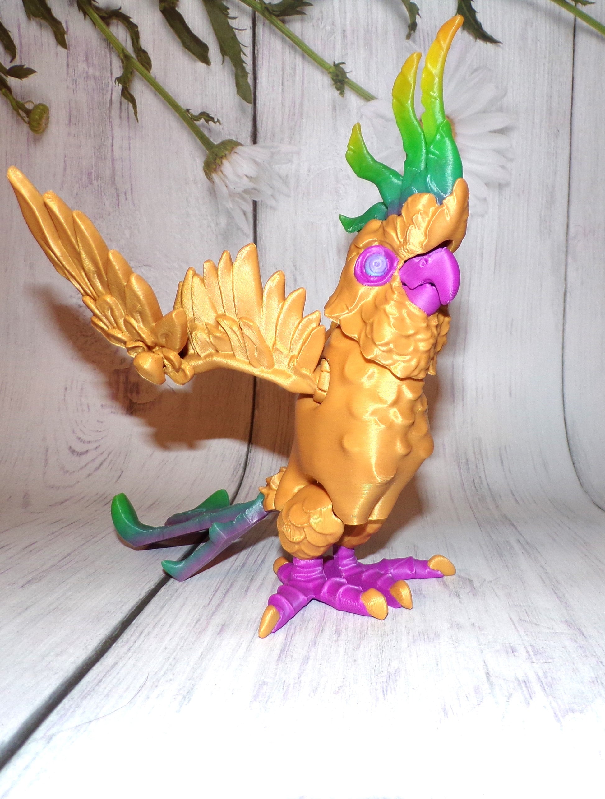 Cockatoo 3d Printed Articulated Figurine - Wonderland 3D Printing 