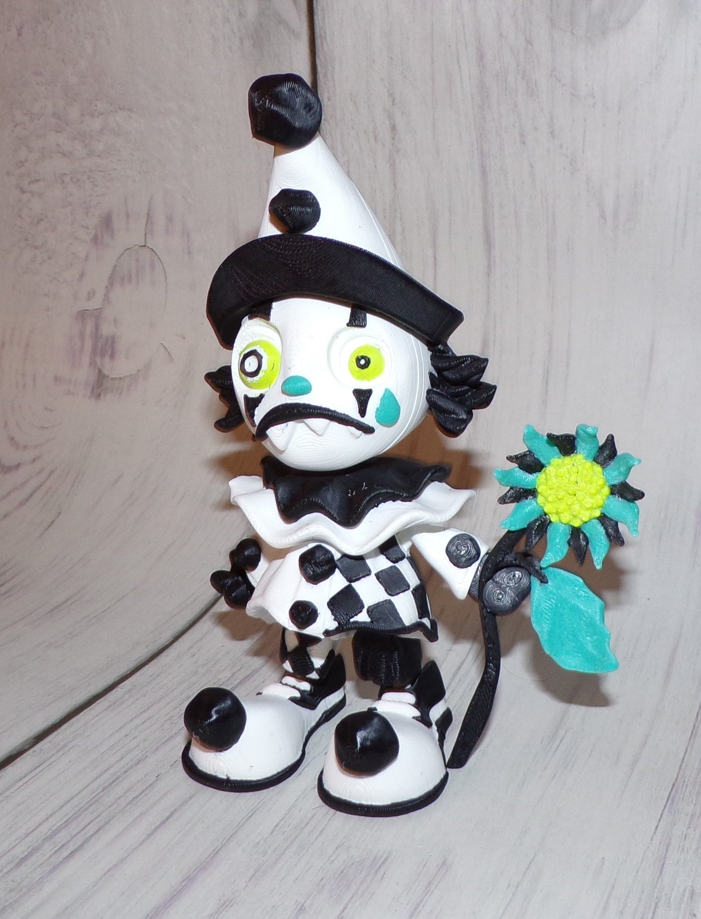 Sad Clown 3d Printed Articulated Figurine - Wonderland 3D Printing 