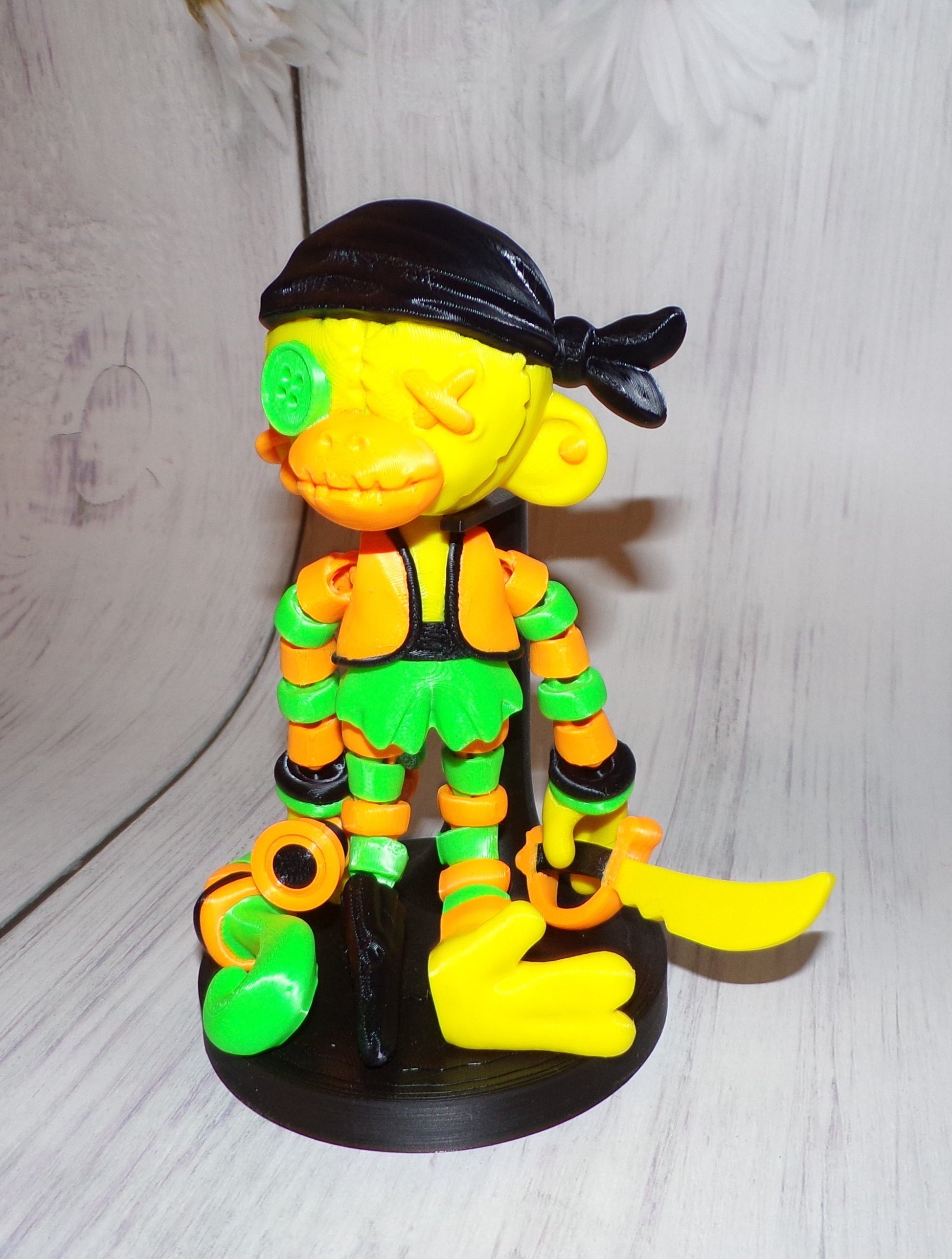 Pirate Monkey 3d printed Articulated Figurine - Wonderland 3D Printing 