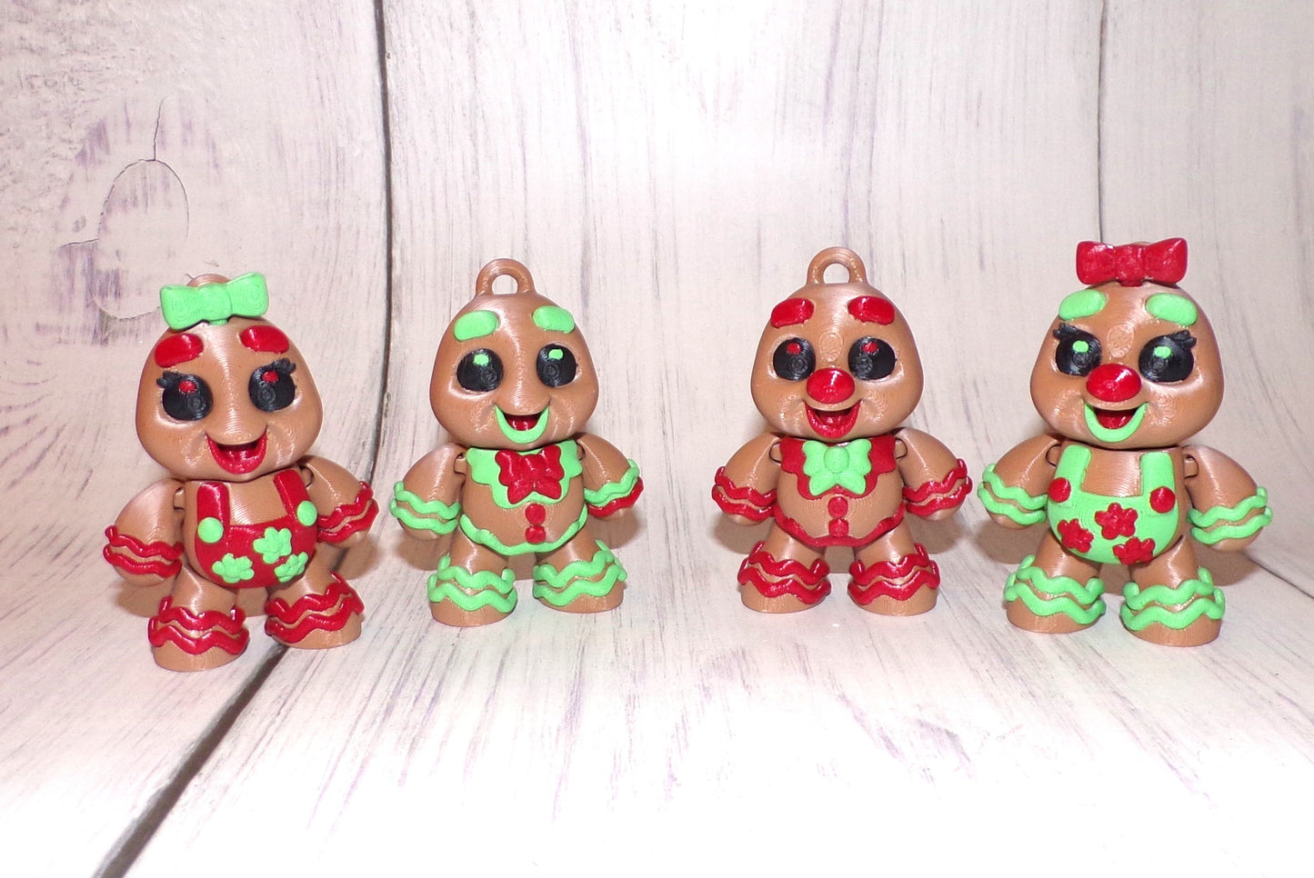 Gingerbread People 3D Printed Articulated Figurine also offered in Ornaments - Wonderland 3D Printing 