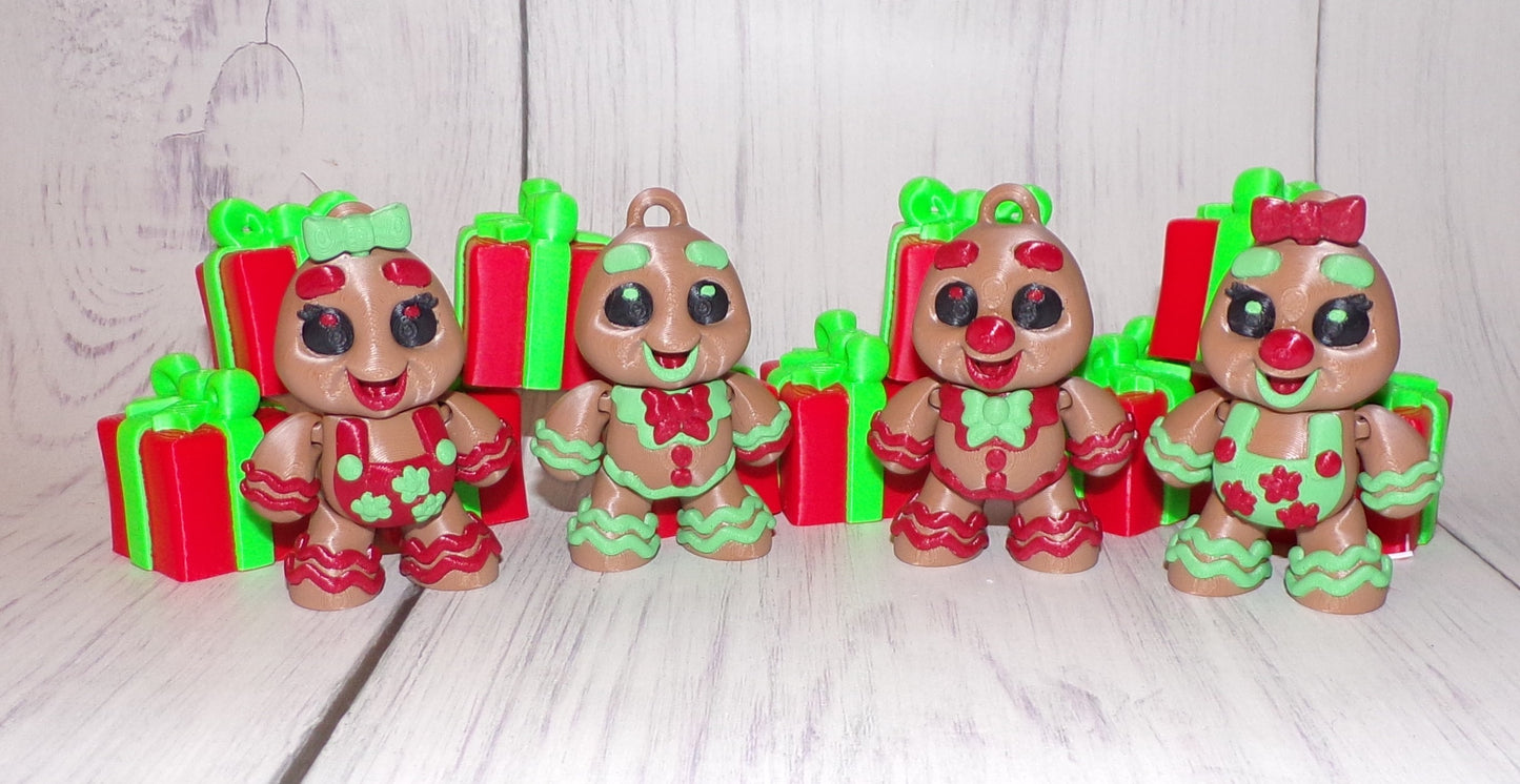 Gingerbread People 3D Printed Articulated Figurine also offered in Ornaments - Wonderland 3D Printing 