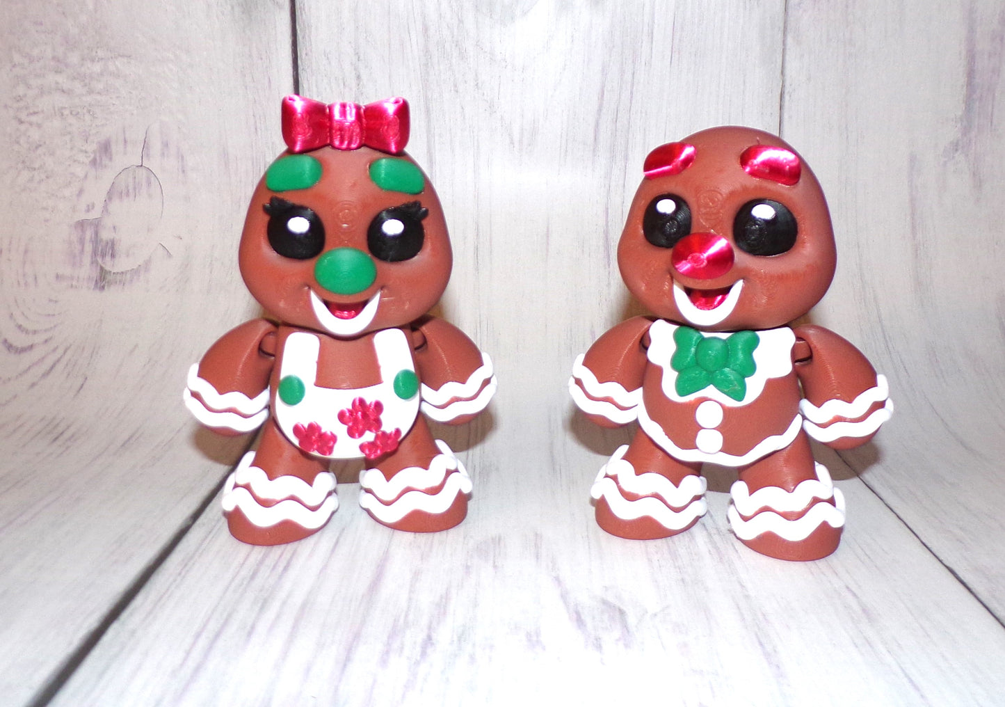 Gingerbread People 3D Printed Articulated Figurine also offered in Ornaments - Wonderland 3D Printing 