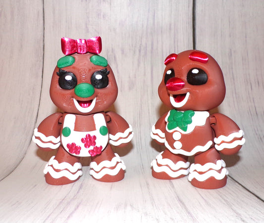 Gingerbread People 3D Printed Articulated Figurine also offered in Ornaments - Wonderland 3D Printing 