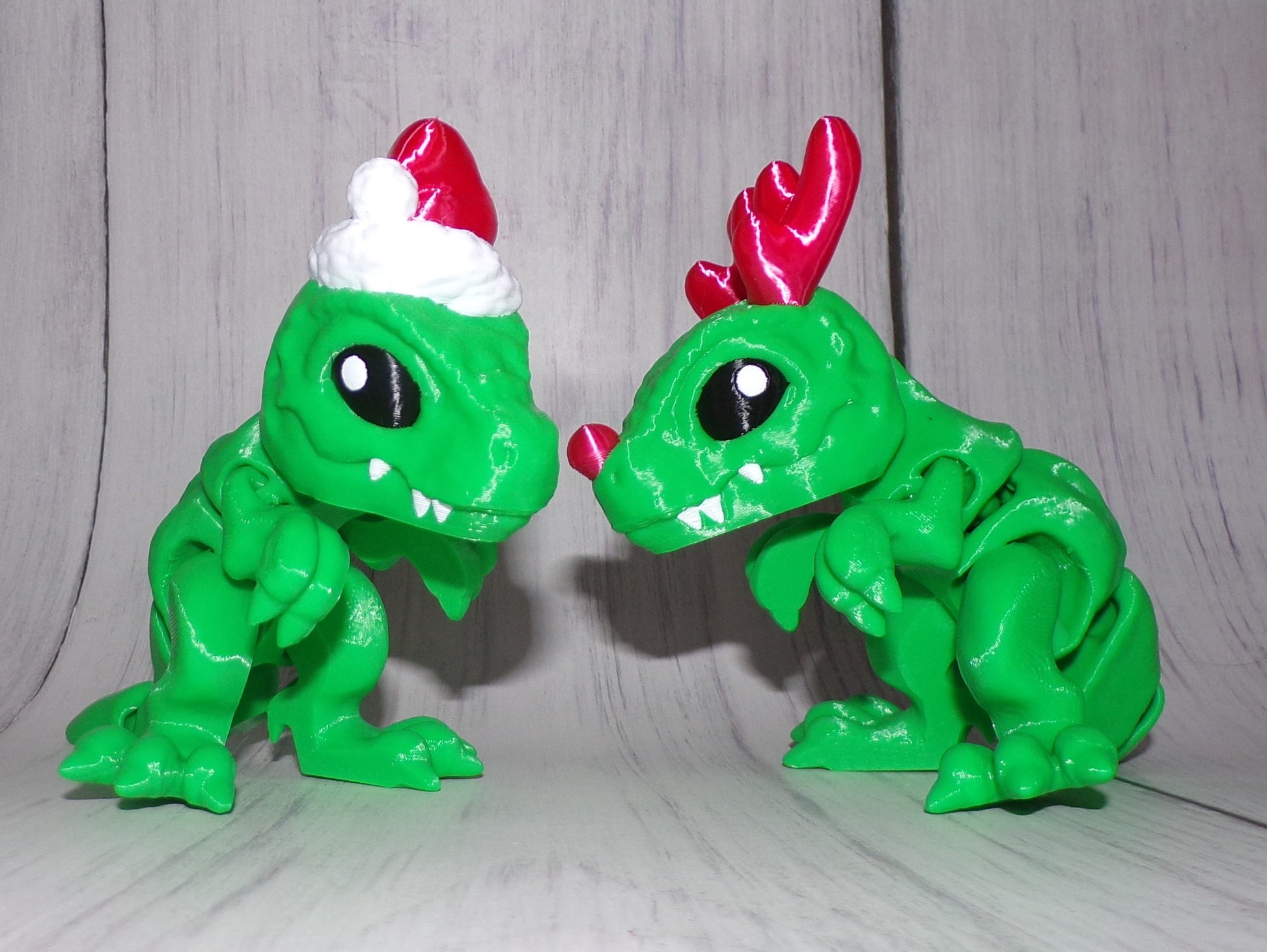 Santa or Rudolph Trex 3D Printed Articulated Figurine - Wonderland 3D Printing 