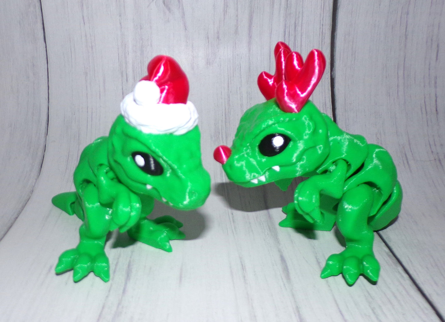 Santa or Rudolph Trex 3D Printed Articulated Figurine - Wonderland 3D Printing 