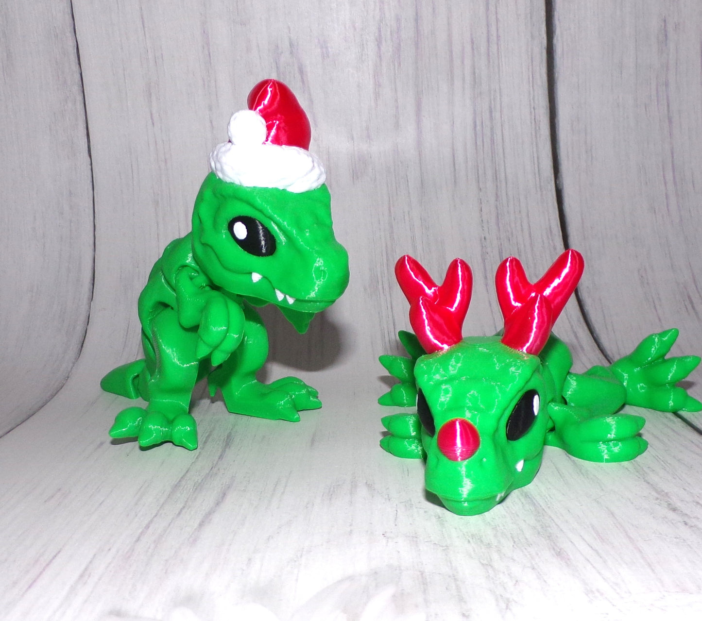 Santa or Rudolph Trex 3D Printed Articulated Figurine - Wonderland 3D Printing 