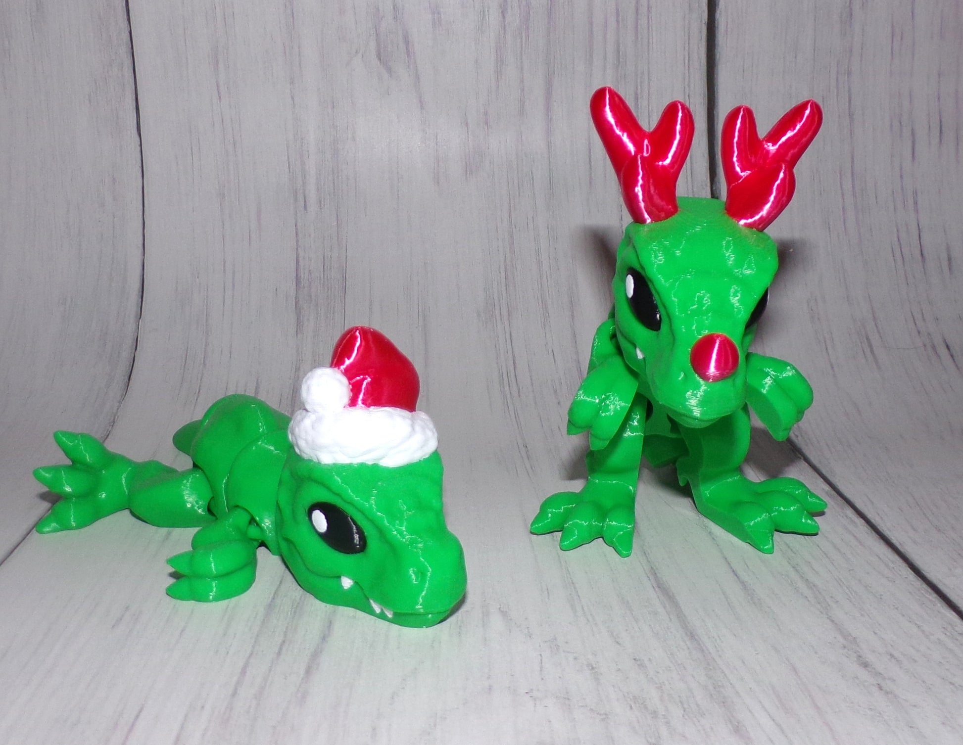 Santa or Rudolph Trex 3D Printed Articulated Figurine - Wonderland 3D Printing 