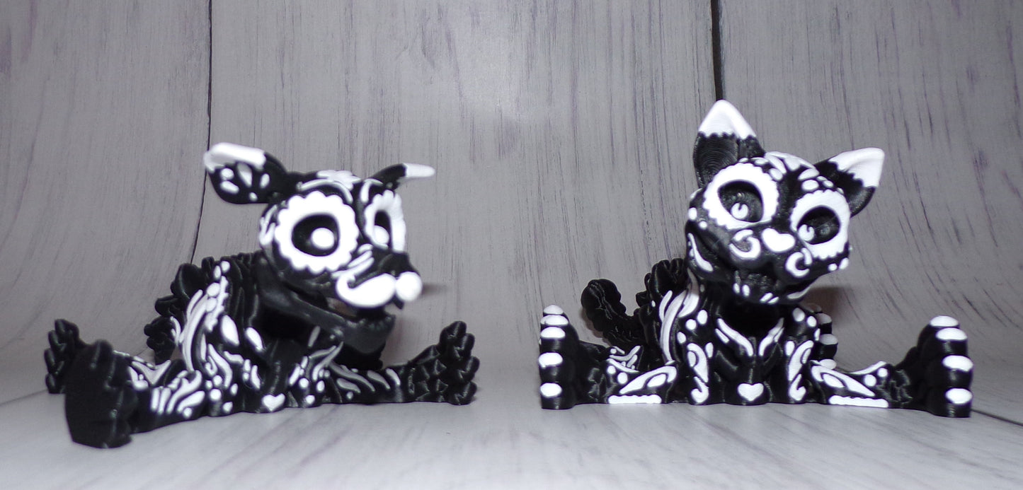 Skeleton Dog or Cat Articulated 3d Printed Figurine - Wonderland 3D Printing 