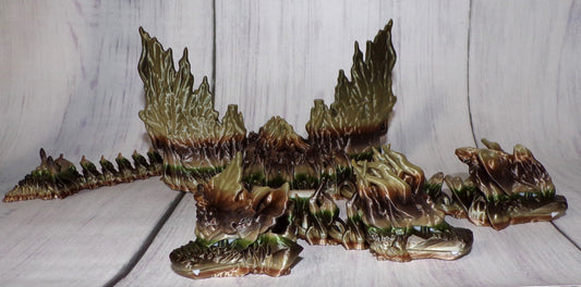 3 headed Forest Dragon 3d Printed Articulated Figurine - Wonderland 3D Printing 