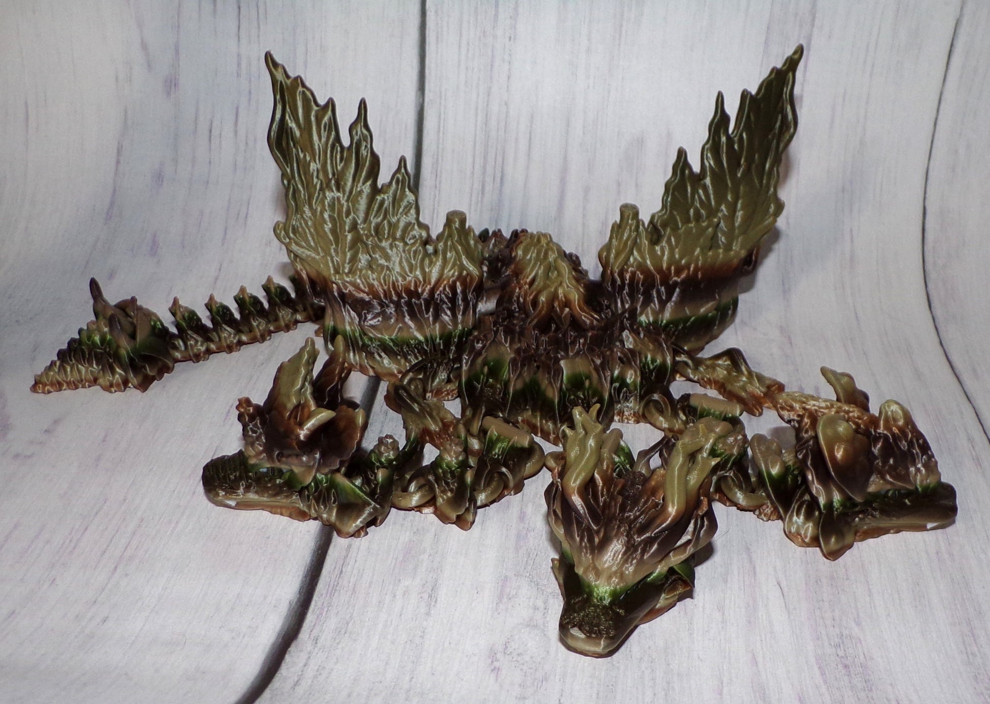 3 headed Forest Dragon 3d Printed Articulated Figurine - Wonderland 3D Printing 