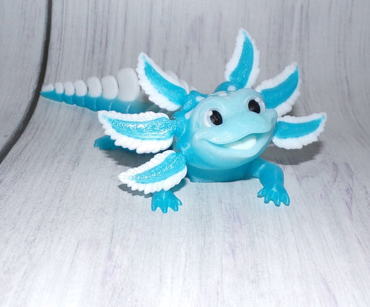 Blue Ice Pop Axolotl Articulated 3d Printed Figurine - Wonderland 3D Printing 