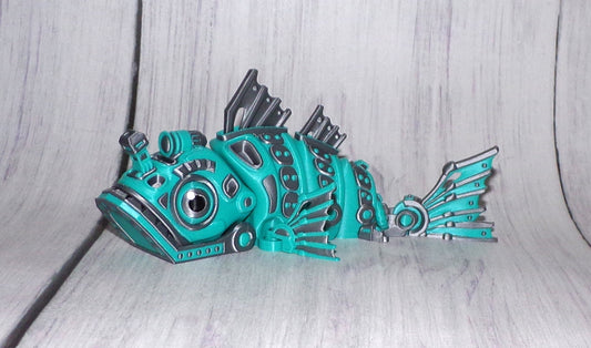 Cyber Fish 3D Printed Articulated Figurine - Wonderland 3D Printing 